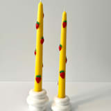 "Yellow Strawberry Tapers" - Candles and Holders in multicolor by Over By The Moon