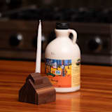 "Modern Sugarhouse with Shiny Copper Chimney Candle Holder" - Candles and Holders in brown by Ann Nygard
