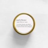 "Maid of Honor Definition Soy Candle | Gold Travel Tin" - Candles and Holders in gold by Aria Bella Candles