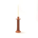 "Handcrafted Leather-Wrapped Candle Holder - Moroccan Design - Brown/Tall" - Candles and Holders in orange by Powered By People