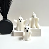 "White Ghost Candle Set" - Candles and Holders in white by Over By The Moon