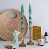 "Taper Candle Set (SAGE)" - Candles and Holders in green by the parmatile shop