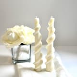 "White Ribbon Taper Set" - Candles and Holders in white by Over By The Moon