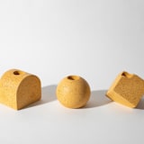 "Marigold Terrazzo Block Candlestick Holder, Cube" - Candles and Holders in yellow by Pretti.Cool