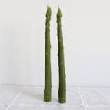 "ASPARAGUS TAPER BEESWAX CANDLES PAIR" - Candles and Holders in green by Happy Organics