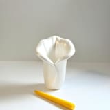 "White Calla Lily Candle Holder With Yellow Taper" - Candles and Holders in white by Over By The Moon