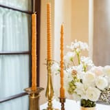 "HELIX TAPERS // ORO" - Candles and Holders in yellow by borrowed BLU
