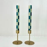 "Checkered Taper Candles (Green & Moss)" - Candles and Holders in green by Annie Shapiro