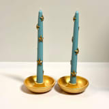 "Blue And Gold Star Taper Set" - Candles and Holders in multicolor by Over By The Moon