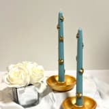 "Blue And Gold Star Taper Set" - Candles and Holders in multicolor by Over By The Moon