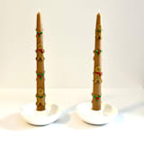 "Brown and Gold Gingerbread Tapers" - Candles and Holders in multicolor by Over By The Moon