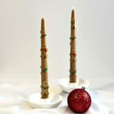 "Brown and Gold Gingerbread Tapers" - Candles and Holders in multicolor by Over By The Moon