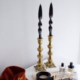 "Taper Candle Set (SMOKE)" - Candles and Holders in black by the parmatile shop