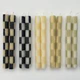 "Checkered Taper Candles (White & Beige)" - Candles and Holders in white by Annie Shapiro
