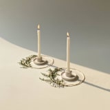 "Set of 2 Whirl Ceramic Candle Holder - Matte White" - Candles and Holders in white by Powered By People
