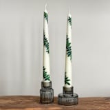 "Ivory with Greenery Hand-Painted Taper Candles, Set of 2" - Candles and Holders in beige by Ashley Myers