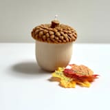 "Brown and Beige Acorn Candle" - Candles and Holders in multicolor by Over By The Moon