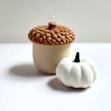 "Brown and Beige Acorn Candle" - Candles and Holders in multicolor by Over By The Moon