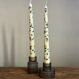 "Ivory with Daisy Chain Hand-Painted Taper Candles, Set of 2" - Candles and Holders in natural by Ashley Myers