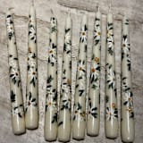 "Ivory with Daisy Chain Hand-Painted Taper Candles, Set of 2" - Candles and Holders in natural by Ashley Myers