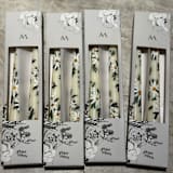 "Ivory with Daisy Chain Hand-Painted Taper Candles, Set of 2" - Candles and Holders in natural by Ashley Myers
