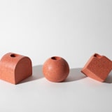 "Coral Terrazzo Block Candlestick Holder, Arch" - Candles and Holders in red by Pretti.Cool