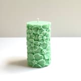 "Green Floral Pillar" - Candles and Holders in green by Over By The Moon