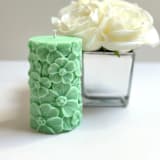 "Green Floral Pillar" - Candles and Holders in green by Over By The Moon