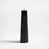 "Petite Pillar 100% Beeswax Ribbed Sculptural Candle - Black" - Candles and Holders in black by Jessie Green