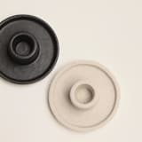 "Set of 2 Whirl Ceramic Candle Holder - Matte Black" - Candles and Holders in black by Powered By People
