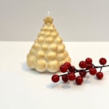"White and Metallic Gold Christmas Tree Candle" - Candles and Holders in multicolor by Over By The Moon