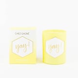 "Yay! - Painted Candle in Gift Box" - Candles and Holders in yellow by Chez Gagné