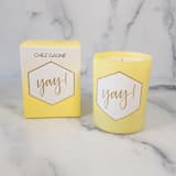 "Yay! - Painted Candle in Gift Box" - Candles and Holders in yellow by Chez Gagné