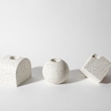 "White Terrazzo Block Candlestick Holder, Sphere" - Candles and Holders in white by Pretti.Cool