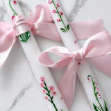 "Custom Hand-Painted 12" Taper Candle with Coordinating Ribbon" - Candles and Holders in white by Nicoletta Savod