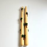 "Tan Palm Taper Set" - Candles and Holders in multicolor by Over By The Moon