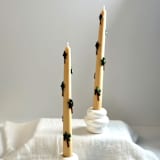 "Tan Palm Taper Set" - Candles and Holders in multicolor by Over By The Moon