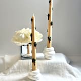 "Tan Palm Taper Set" - Candles and Holders in multicolor by Over By The Moon