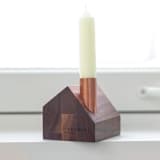 "Saltbox" - Candles and Holders in brown by Ann Nygard