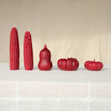"Pomegranate - Harvest Table Bundle Beeswax Candles" - Candles and Holders in red by Happy Organics