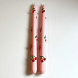"Pink Cherry Taper Set" - Candles and Holders in multicolor by Over By The Moon
