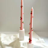"Pink Cherry Taper Set" - Candles and Holders in multicolor by Over By The Moon