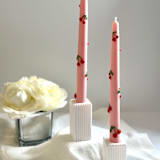 "Pink Cherry Taper Set" - Candles and Holders in multicolor by Over By The Moon