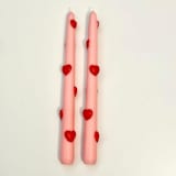 "Pink and Red Hearts Tapers" - Candles and Holders in multicolor by Over By The Moon