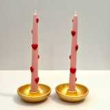 "Pink and Red Hearts Tapers" - Candles and Holders in multicolor by Over By The Moon