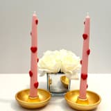 "Pink and Red Hearts Tapers" - Candles and Holders in multicolor by Over By The Moon