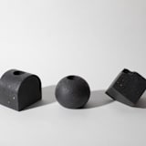 "Black Terrazzo Block Candlestick Holder, Sphere" - Candles and Holders in black by Pretti.Cool