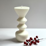 "Large White Irregular Hourglass Candle" - Candles and Holders in white by Over By The Moon