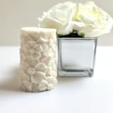 "White Floral Pillar" - Candles and Holders in white by Over By The Moon