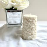 "White Floral Pillar" - Candles and Holders in white by Over By The Moon